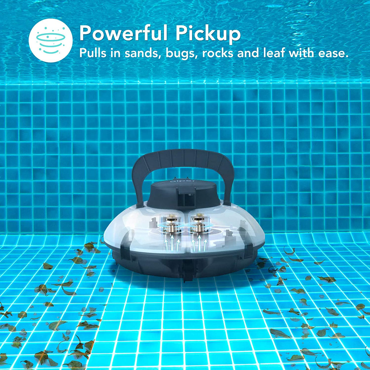 Cordless Robotic Pool Cleaner, Automatic Pool Vacuum with 60-90 Mins  Working Time, Rechargeable Battery, IPX8