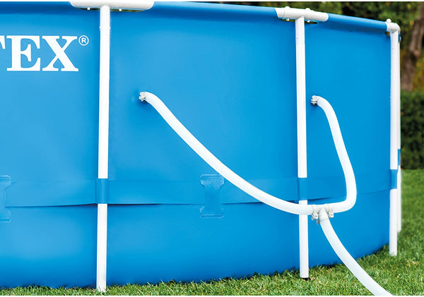 Intex 28241EH 15ft x 48in Metal Frame Outdoor Above Ground Swimming Pool Set with Filter Pump, Ladder, Ground Cloth and Pool Cover