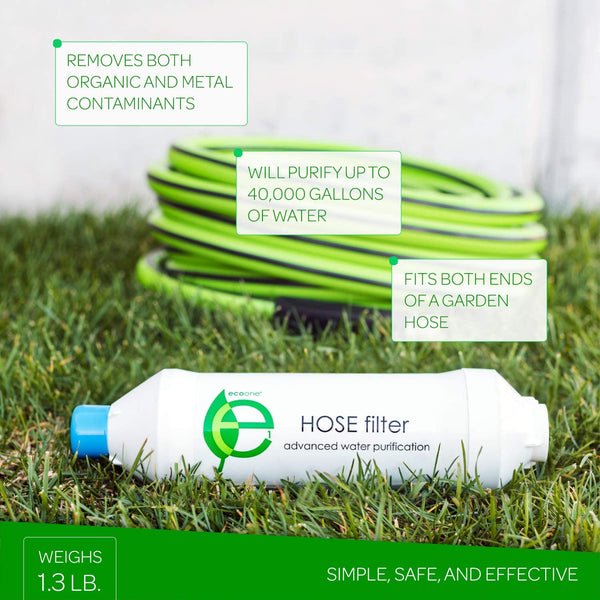 ecoone | Outdoor & Indoor Water Hose Filter | Home & Garden Water Purifier | Pool & Spa Pre-Filter | Dissolves Heavy Metals, Lime, Scale | Under Sink Water Filter | Travel Water Filter | Single Filter