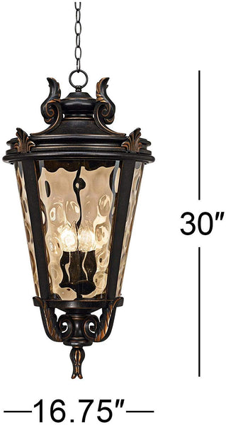 Casa Marseille Traditional Outdoor Ceiling Light Hanging Veranda Bronze 30"