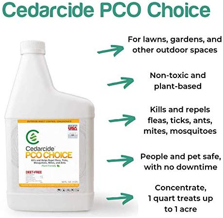 Cedarcide Indoor/Outdoor Kit (Medium) Contains Original Biting Insect Spray Quart + PCO Choice Cedar Oil Concentrate Lawn Bug Spray Kills and Repels Fleas, Ticks, Ants, Mites, and Mosquitoes