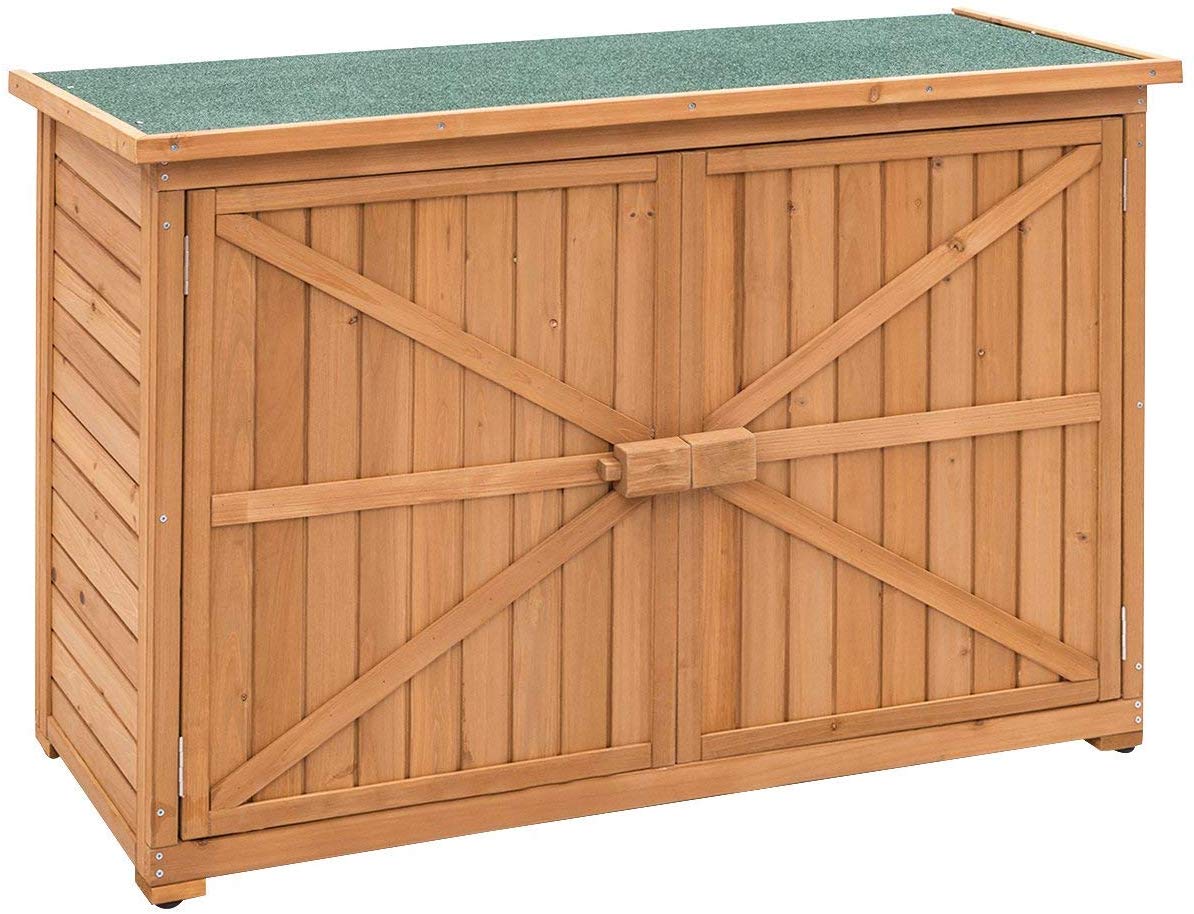 Goplus Wooden Garden Shed Outdoor Storage Cabinet Fir Wood Double Door –  Pete's Patio, Lawn & Garden