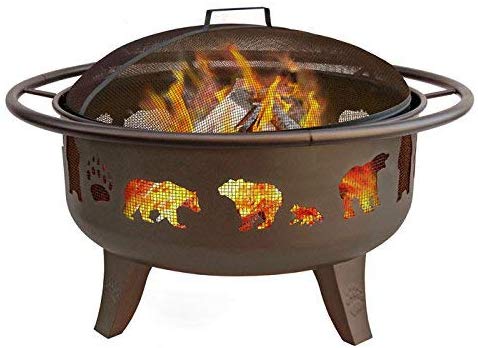 Landmann 23875 Fire Dance Bear and Paw Fire Pit, Metallic Brown