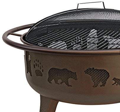 Landmann 23875 Fire Dance Bear and Paw Fire Pit, Metallic Brown
