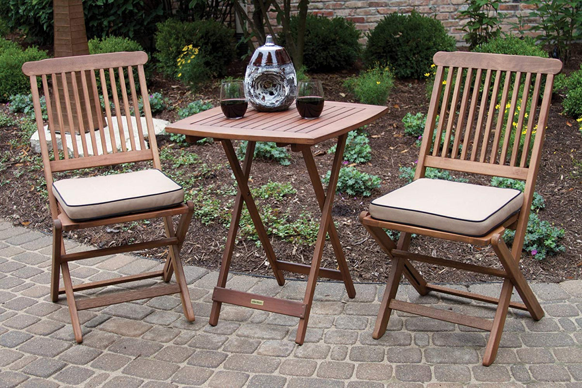 Outdoor Interiors Eucalyptus 3 Piece Square Bistro Outdoor