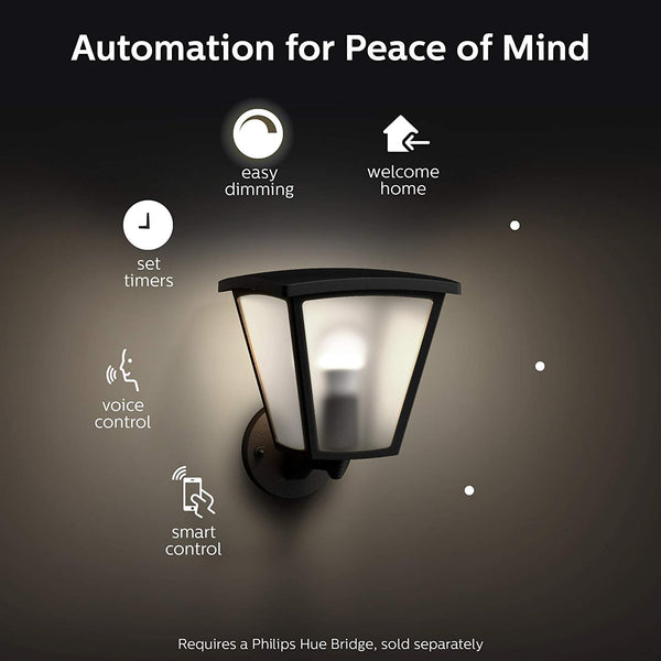 Philips Hue Inara White Outdoor Lantern, Wall Fixture & 1 Hue White A19 LED Smart Bulb
