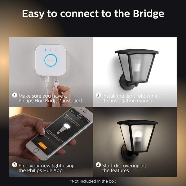 Philips Hue Inara White Outdoor Lantern, Wall Fixture & 1 Hue White A19 LED Smart Bulb