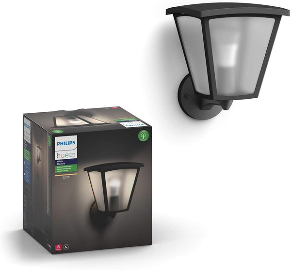Philips Hue Inara White Outdoor Lantern, Wall Fixture & 1 Hue White A19 LED Smart Bulb