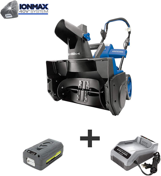 Snow Joe iON18SB 18-Inch 40 Volt Cordless Brushless Single Stage Snow Blower, Kit (w/4.0-Ah Battery + Quick Charger)