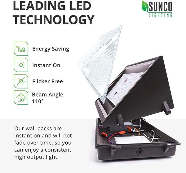 Sunco Lighting 6 Pack 80W LED Wall Pack, Daylight 5000K, 7600 LM, HID Replacement