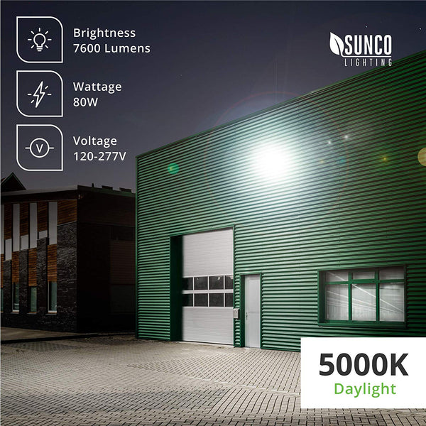 Sunco Lighting 6 Pack 80W LED Wall Pack, Daylight 5000K, 7600 LM, HID Replacement