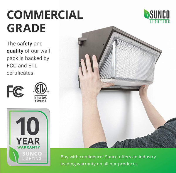 Sunco Lighting 6 Pack 80W LED Wall Pack, Daylight 5000K, 7600 LM, HID Replacement