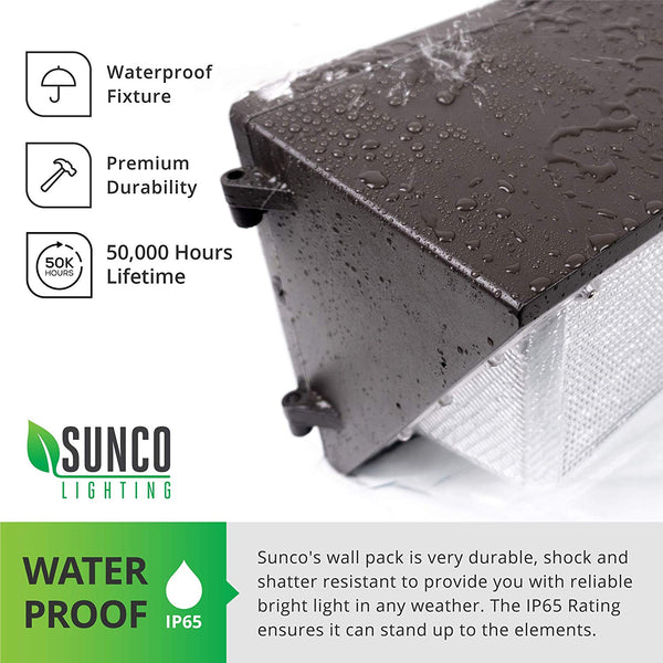 Sunco Lighting 6 Pack 80W LED Wall Pack, Daylight 5000K, 7600 LM, HID Replacement