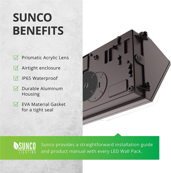 Sunco Lighting 6 Pack 80W LED Wall Pack, Daylight 5000K, 7600 LM, HID Replacement
