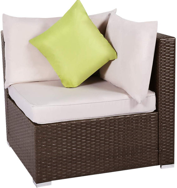 U-MAX Patio PE Rattan Wicker Sofa Set Outdoor Sectional Furniture Chair Set with Cushions and Tea Table
