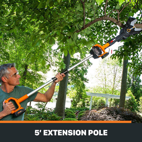 WORX WG321 20V PowerShare Cordless Electric Chainsaw with Extension Pole