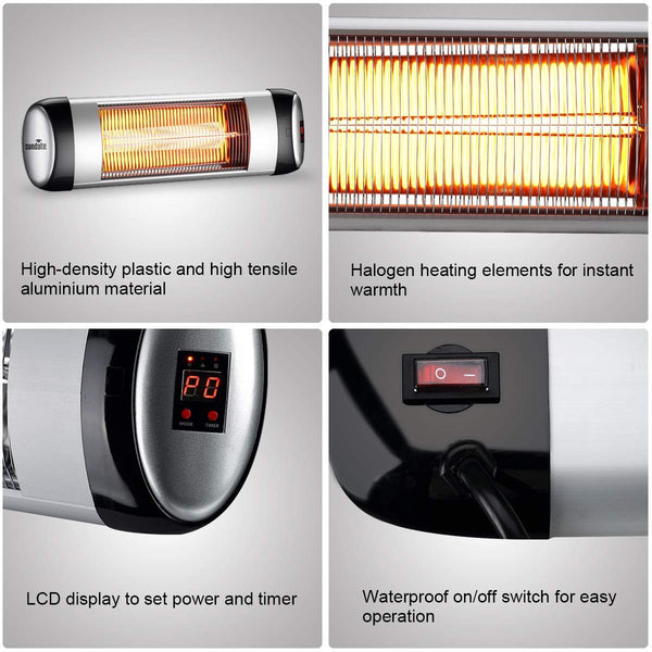 sundate Outdoor Heater, Electric Patio Heater Wall-Mount Radiant Home Heater with Remote Control