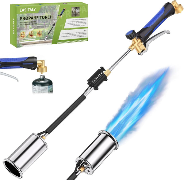 Weed Torch Propane Burner,Blow Torch Flame Thrower,Weed Burner with Trigger and Ergonomic Handle for Outside Weeding,Roofing,Snow Melting,Charcoal Starter(Fuel Cylinder Not Included)