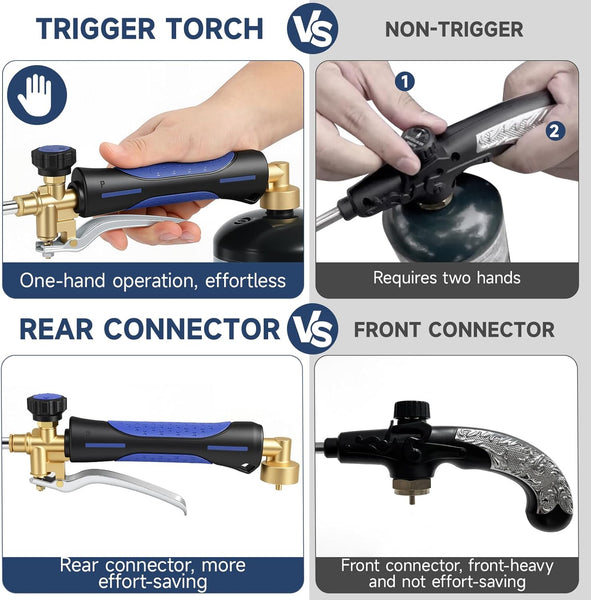 Weed Torch Propane Burner,Blow Torch Flame Thrower,Weed Burner with Trigger and Ergonomic Handle for Outside Weeding,Roofing,Snow Melting,Charcoal Starter(Fuel Cylinder Not Included)