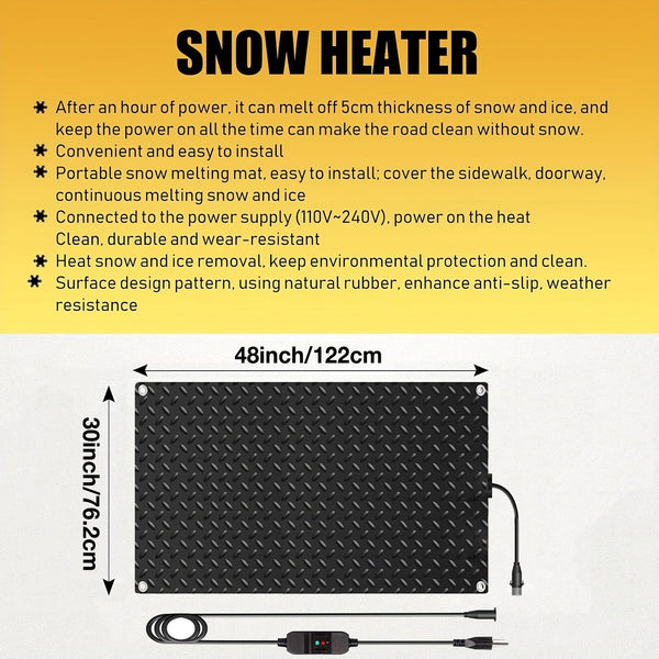 Heated Snow Melting Mats for Doorways- Outdoor Heated Mats- Non-Slip Electric Heated Foot Mats for Winter Snow Removal- Heated Snow Melting Mat for Stairs garages Driveway (30in x 48in)