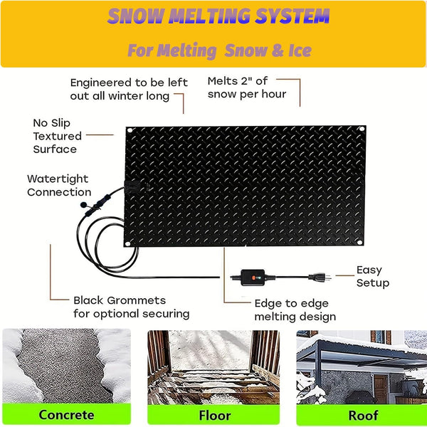 Heated Snow Melting Mats for Doorways- Outdoor Heated Mats- Non-Slip Electric Heated Foot Mats for Winter Snow Removal- Heated Snow Melting Mat for Stairs garages Driveway (30in x 48in)
