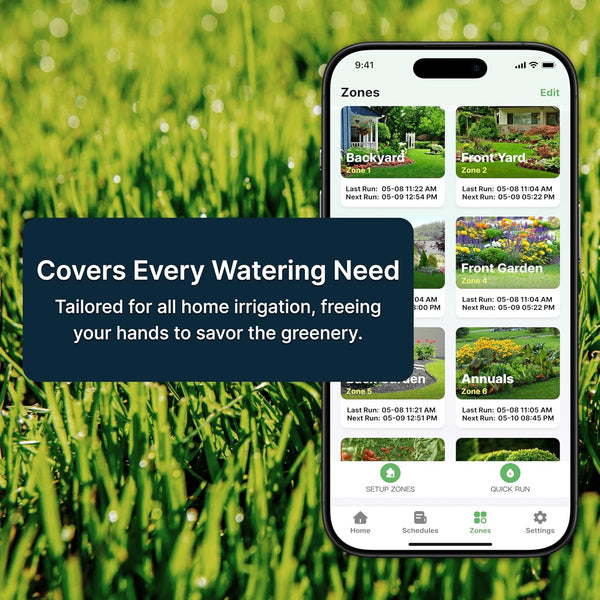 Smart Sprinkler Controller - WiFi Irrigation Timer with 6 Zones, Weather-Based Watering System