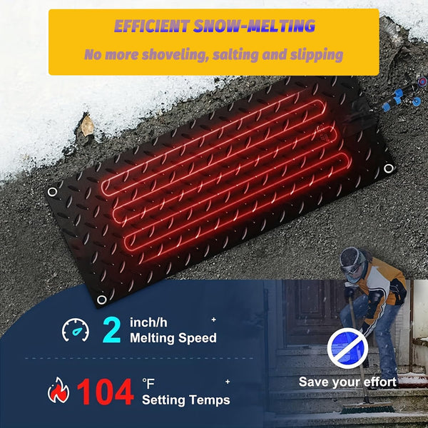Heated Snow Melting Mats for Doorways- Outdoor Heated Mats- Non-Slip Electric Heated Foot Mats for Winter Snow Removal- Heated Snow Melting Mat for Stairs garages Driveway (30in x 48in)