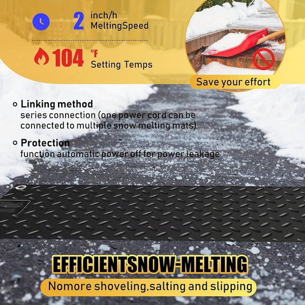 Heated Snow Melting Mats for Doorways- Outdoor Heated Mats- Non-Slip Electric Heated Foot Mats for Winter Snow Removal- Heated Snow Melting Mat for Stairs garages Driveway (30in x 48in)
