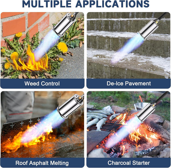 Weed Torch Propane Burner,Blow Torch Flame Thrower,Weed Burner with Trigger and Ergonomic Handle for Outside Weeding,Roofing,Snow Melting,Charcoal Starter(Fuel Cylinder Not Included)