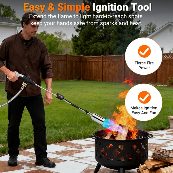 Sondiko Propane Torch Weed Burner, High Output Weed Torch Flamethrower, 30" Detachable Long Arm Heavy Duty Blow Torch For Garden, Wood, Ice, Snow, Melting(PROPANE TANK NOT INCLUDED)