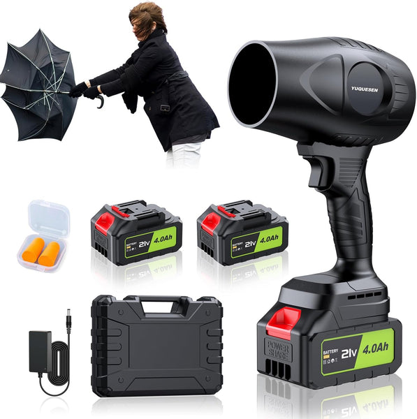 980,000 RPM Cordless Leaf Blower - 21V Electric Handheld Leaf Blower with 2×4.0Ah Batteries & Fast Charger - Lightweight for Patio, Lawn, Yard, Deck Cleaning - Light Black