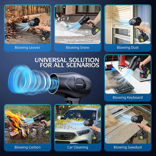 980,000 RPM Cordless Leaf Blower - 21V Electric Handheld Leaf Blower with 2×4.0Ah Batteries & Fast Charger - Lightweight for Patio, Lawn, Yard, Deck Cleaning - Light Black