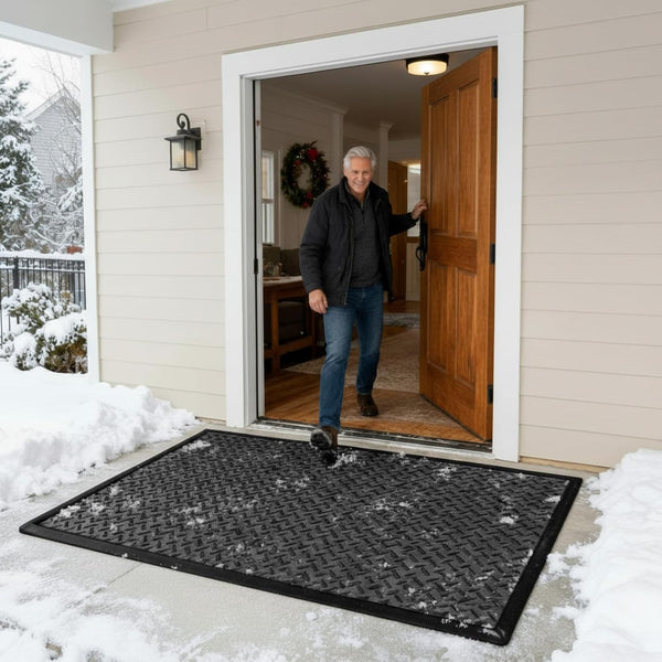 Baquler 30'' x 60'' Heated Snow Ice Melting Mats No Slip Heated Outdoor Mats Melts up to 3 Inches/h and Ice with 9.84 ft Power Cord for Winter Snow Removal Stairs Steps Driveway Walkway Decks Sidewalk