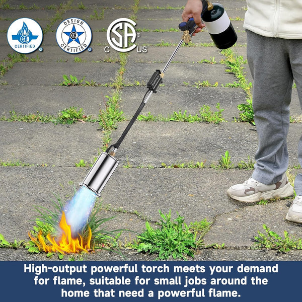 Weed Torch Propane Burner,Blow Torch Flame Thrower,Weed Burner with Trigger and Ergonomic Handle for Outside Weeding,Roofing,Snow Melting,Charcoal Starter(Fuel Cylinder Not Included)