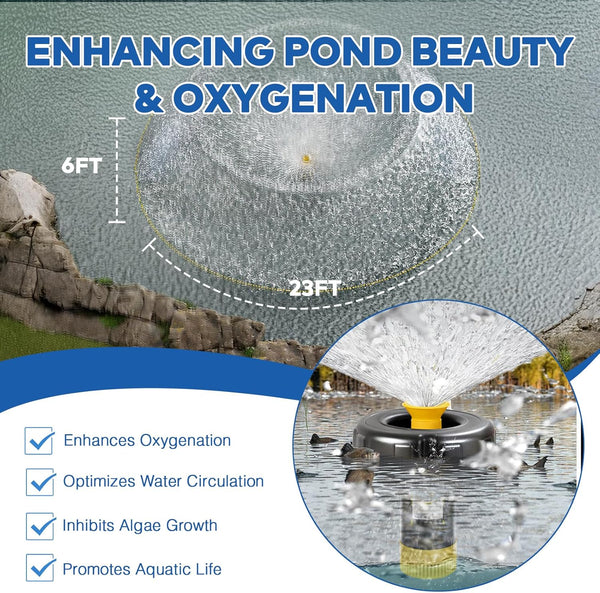 Schupethauer Pond Fountain Aerator, 1HP 15000 GPH Floating Aerating Fountain Pump with Timer & 100FT Cord, Jet System for Large Outdoor Ponds & Lakes