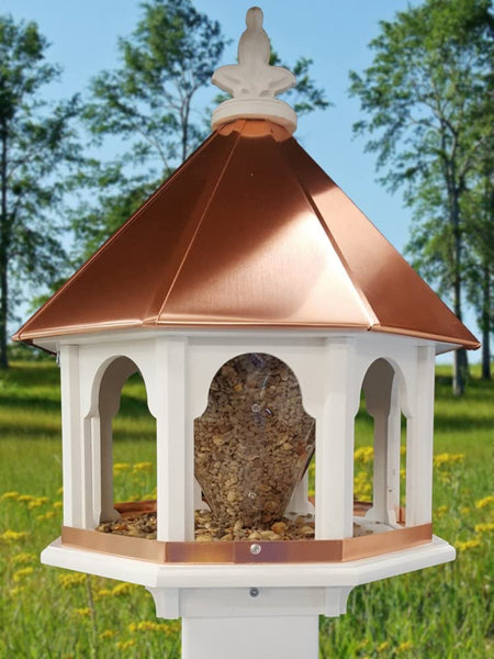 Octagon Wild Bird Feeder Solid Cellular PVC Clear Copper Roof Made in The USA (SBF8C)