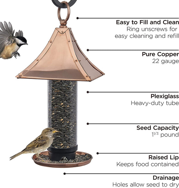 Good Directions T01P Palazzo Bird Feeder, Polished Copper, 16" H