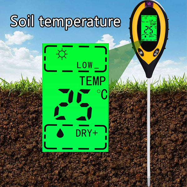 Soil Tester Moisture,Digital Plant Thermometer,4-in-1 soil tester,Soil Moisture Meter Plant Test,Sensor Hygrometer Soil Tester,Plant Water Meter Indoor & Outdoor for Potted plants, gardens, lawns