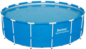 Bestway 56687E Pro MAX Above Ground, 15ft x 42in | Steel Frame Round Pool Set | Includes All You Need, 15' x 42", Grey