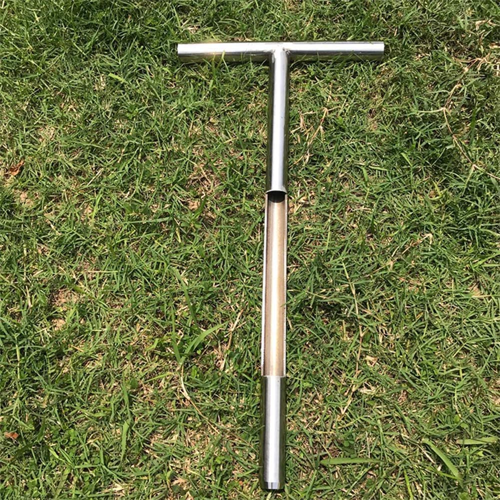 20 Inch Golf Soil Sampler Probe, Stainless Steel T-Style Handle Soil Test Kits (Silver)