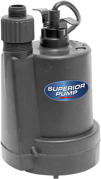 Superior Pump 91250 1/4 HP Thermoplastic Utility Pump, Black