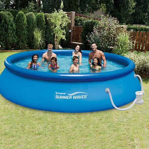 Summer Waves 15ft x 36in Quick Set Inflatable Above Ground Swimming Pool with Filter Pump
