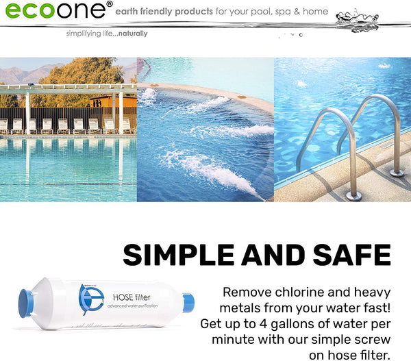 ecoone | Outdoor & Indoor Water Hose Filter | Home & Garden Water Purifier | Pool & Spa Pre-Filter | Dissolves Heavy Metals, Lime, Scale | Under Sink Water Filter | Travel Water Filter | Single Filter