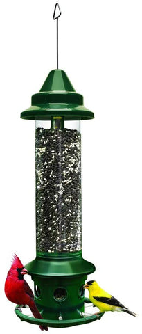 Squirrel Buster Plus Squirrel-proof Bird Feeder w/Cardinal Ring and 6 Feeding Ports, 5.1-pound Seed Capacity, Adjustable, Pole-mountable (POLE ADAPTOR SOLD SEPARATELY), Green