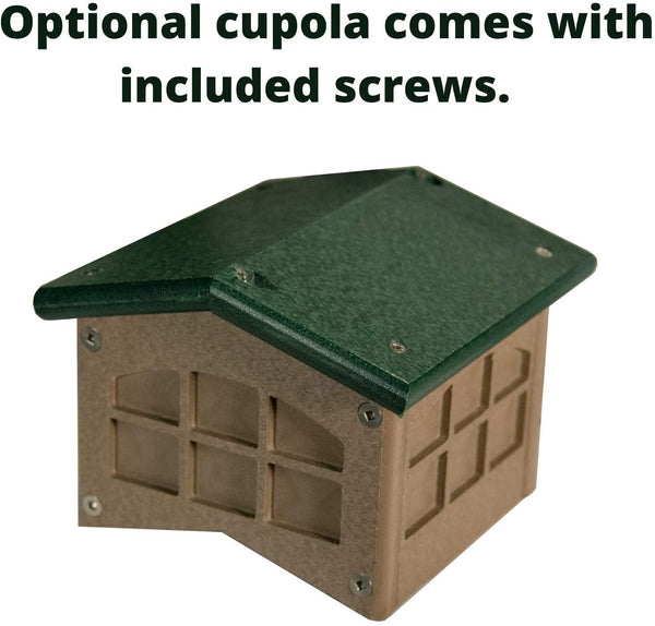 JCs Wildlife Colossal Ground Fly Thru Bird Feeder - Massive Bird Feeder, Removable Tray Holds 16 Cups, Roof Helps Seed Stay Dry (Green and Tan)