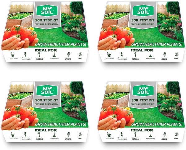 MySoil - Soil Test Kit 4 Pack | Grow The Best Lawn & Garden | Complete & Accurate Nutrient and pH Analysis with Recommendations Tailored to Your Soil and Plant Needs