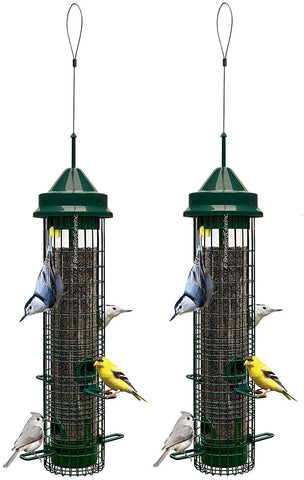Squirrel Buster Classic 5.3"x5.3"x32" (w/hanger) Wild Bird Feeder with 4 Feeding Ports, 2.4lb Seed Capacity, 2 Pack