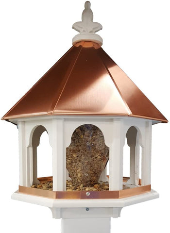 Octagon Wild Bird Feeder Solid Cellular PVC Clear Copper Roof Made in The USA (SBF8C)
