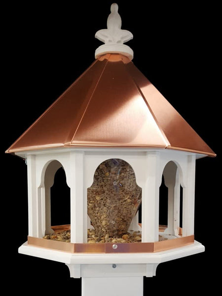 Octagon Wild Bird Feeder Solid Cellular PVC Clear Copper Roof Made in The USA (SBF8C)