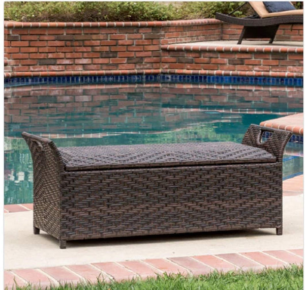 Christopher Knight Home Wing Outdoor Wicker Storage Bench